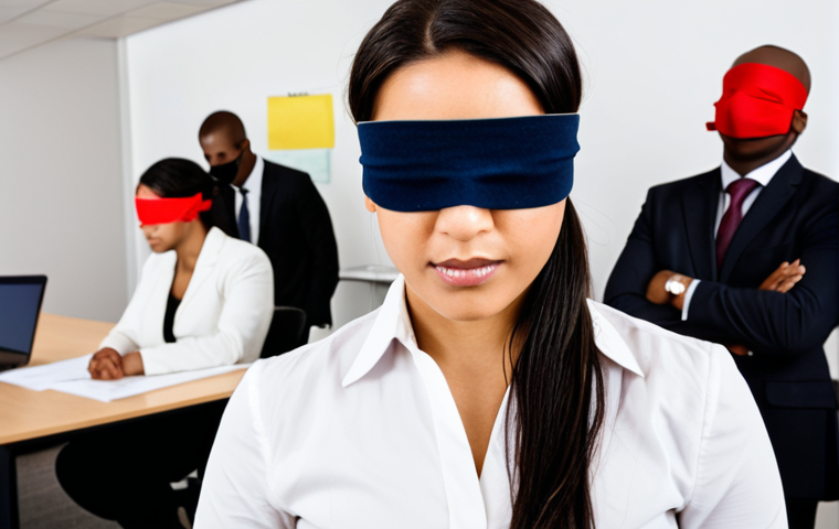 **

A diverse group of professionals participating in an empathy role-playing exercise. One person is blindfolded, being guided by a colleague. The scene is brightly lit, with a modern office space in the background. The atmosphere is collaborative and supportive. Focus on conveying trust and active listening.

**