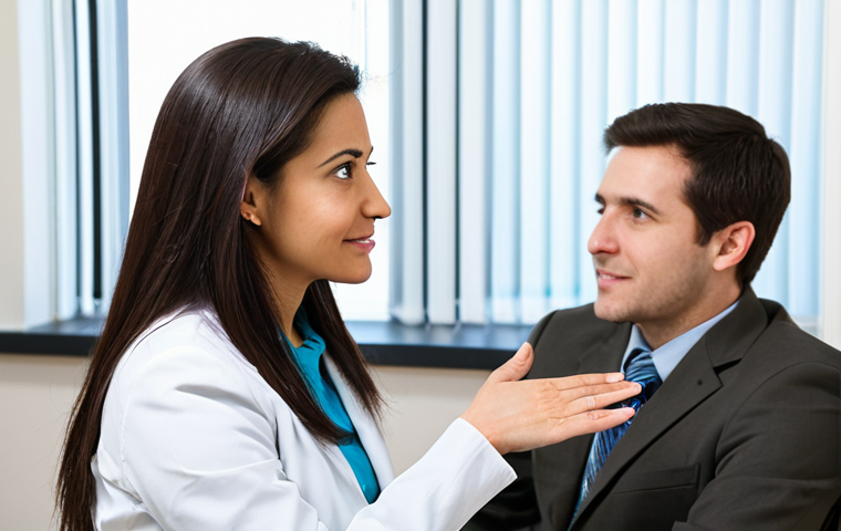 Active Listening**
"A therapist sitting across from a patient in a comfortable, well-lit office. The therapist is leaning forward, making eye contact, with a compassionate expression. The patient is talking, hands gesturing slightly. Fully clothed, professional setting, safe for work, appropriate content, perfect anatomy, natural proportions, professional photography, high quality, therapist in modest professional attire, patient in casual but appropriate clothing."
**