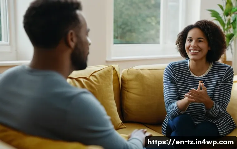 감정 해독의 사회적 지지 시스템 구축 - A warm, inviting scene of a diverse group of adults engaged in a heartfelt conversation in a cozy li...